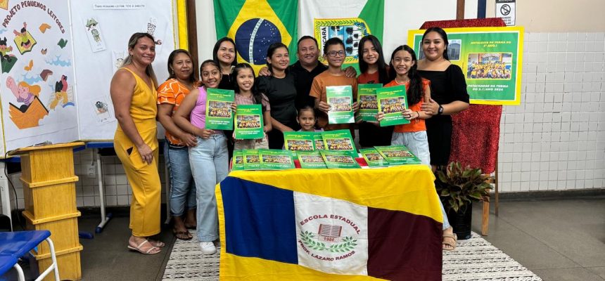 Alunos do 5º ano do Ensino Fundamental da Escola Estadual de Tempo Integral (EETI) Professor Lázaro Ramos, localizada no município de Urucará (a 261 quilômetros de Manaus), apresentaram ao público a obra intitulada “Antologia da turma do 5º ano 1 – Patacoadas da turma”, que contém 57 textos autorais de estudantes que marcam, nas páginas, as histórias vivenciadas pela turma durante o ano de 2024.